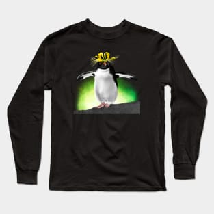 Southern Rockhopper Penguin + Yellow Spider Lily Long Sleeve T-Shirt